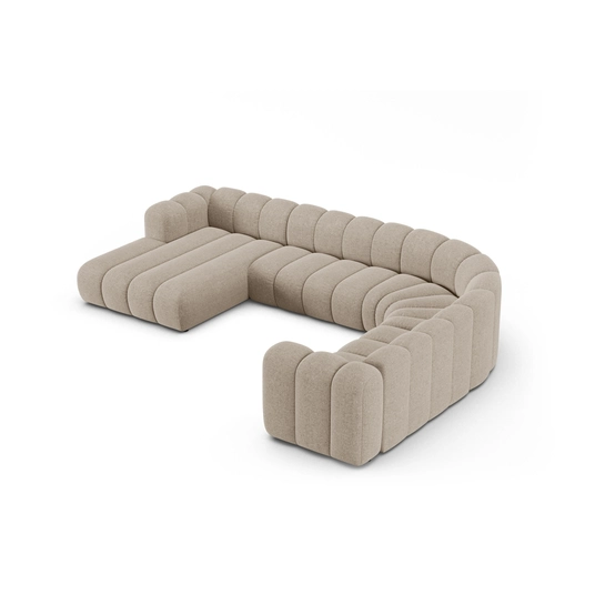 Modular Panoramic Right Corner Sofa, "Lupine", 6 Seats, 370x280x70, Dark Beige