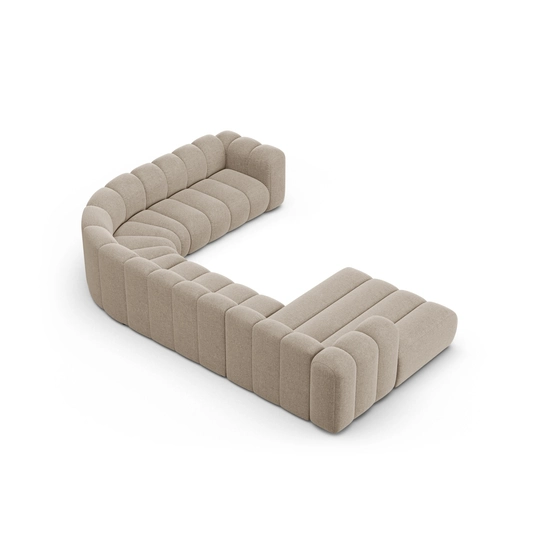 Modular Panoramic Right Corner Sofa, "Lupine", 6 Seats, 370x280x70, Dark Beige