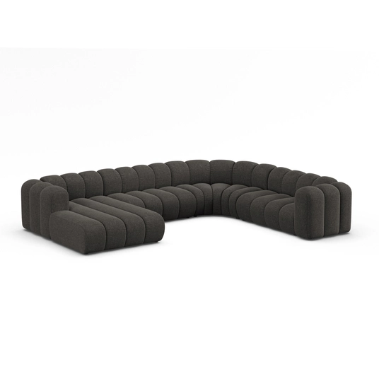Modular Panoramic Right Corner Sofa, "Lupine", 6 Seats, 370x280x70, Dark Grey