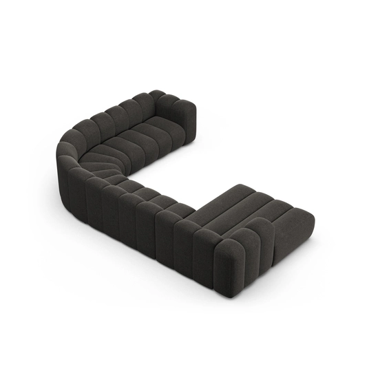 Modular Panoramic Right Corner Sofa, "Lupine", 6 Seats, 370x280x70, Dark Grey