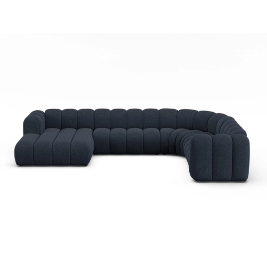 Modular Panoramic Right Corner Sofa, "Lupine", 6 Seats, 370x280x70, Navy Blue