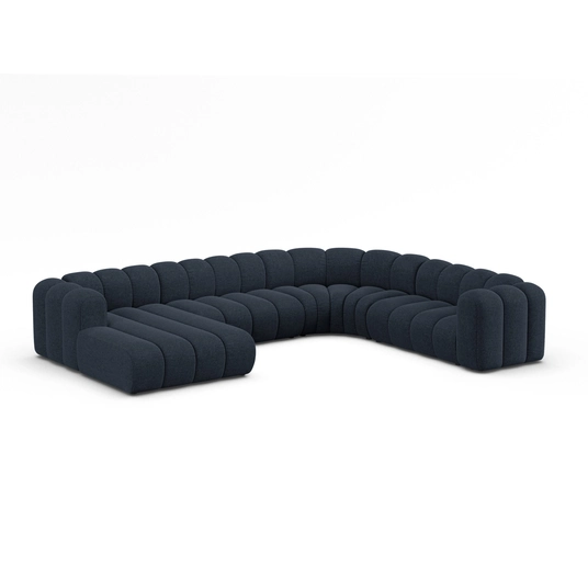 Modular Panoramic Right Corner Sofa, "Lupine", 6 Seats, 370x280x70, Navy Blue