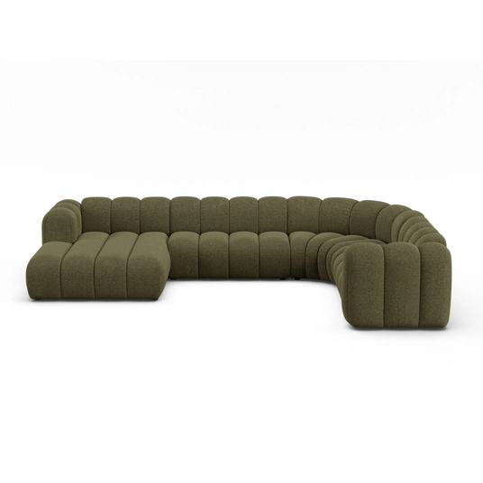 Modular Panoramic Right Corner Sofa, "Lupine", 6 Seats, 370x280x70, Green