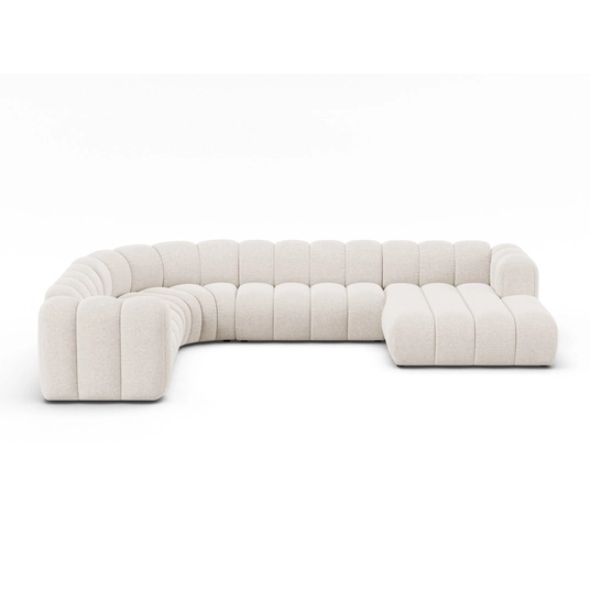 Modular Panoramic Left Corner Sofa, "Lupine", 6 Seats, 370x280x70, Light Beige