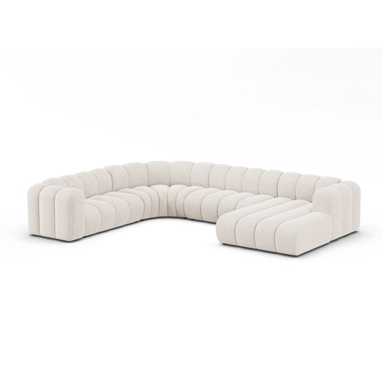 Modular Panoramic Left Corner Sofa, "Lupine", 6 Seats, 370x280x70, Light Beige