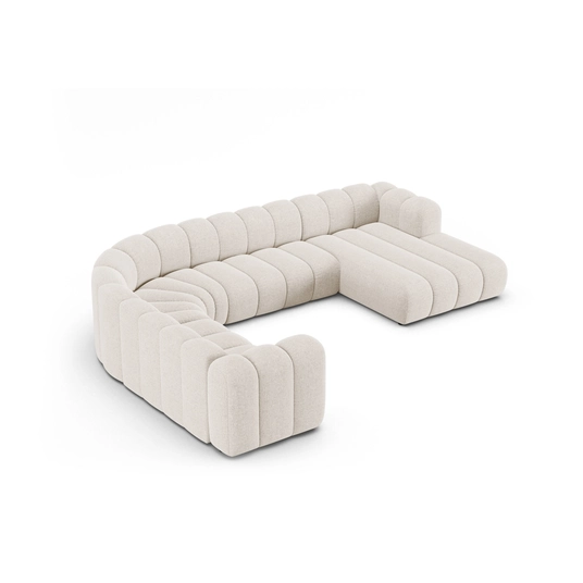 Modular Panoramic Left Corner Sofa, "Lupine", 6 Seats, 370x280x70, Light Beige