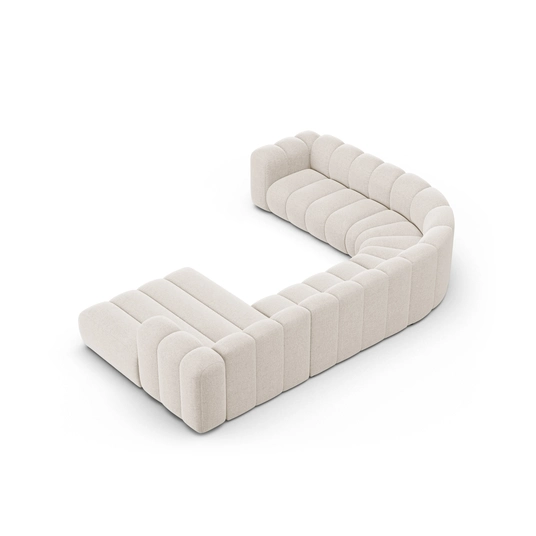 Modular Panoramic Left Corner Sofa, "Lupine", 6 Seats, 370x280x70, Light Beige