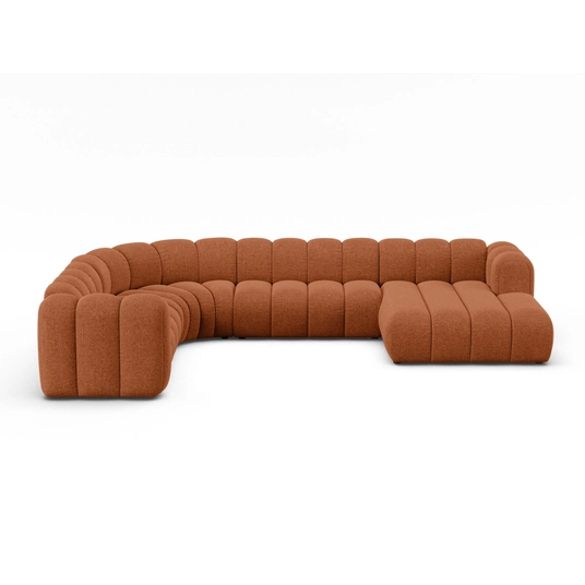 Modular Panoramic Left Corner Sofa, "Lupine", 6 Seats, 370x280x70, Brick