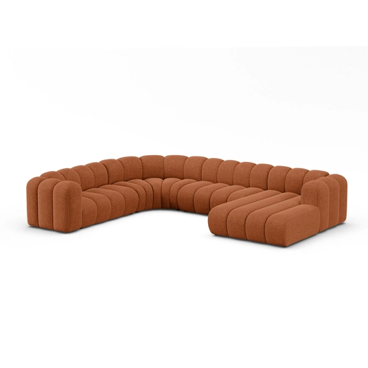 Modular Panoramic Left Corner Sofa, "Lupine", 6 Seats, 370x280x70, Brick