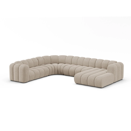 Modular Panoramic Left Corner Sofa, "Lupine", 6 Seats, 370x280x70, Dark Beige