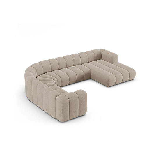 Modular Panoramic Left Corner Sofa, "Lupine", 6 Seats, 370x280x70, Dark Beige