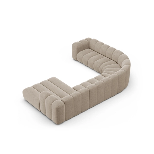 Modular Panoramic Left Corner Sofa, "Lupine", 6 Seats, 370x280x70, Dark Beige