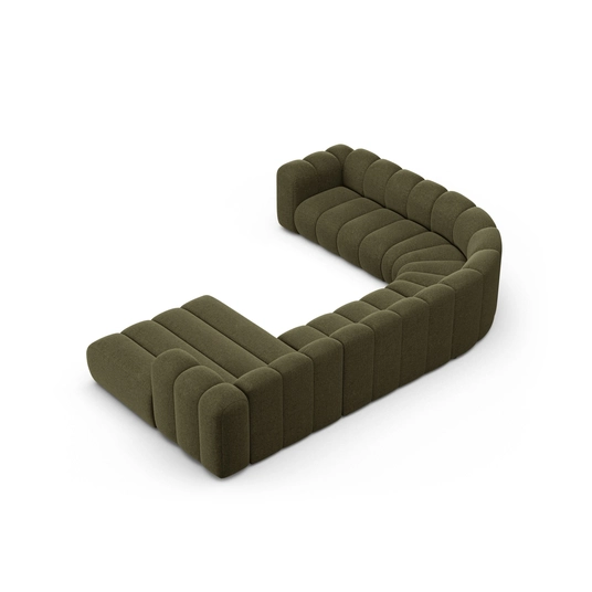 Modular Panoramic Left Corner Sofa, "Lupine", 6 Seats, 370x280x70, Green