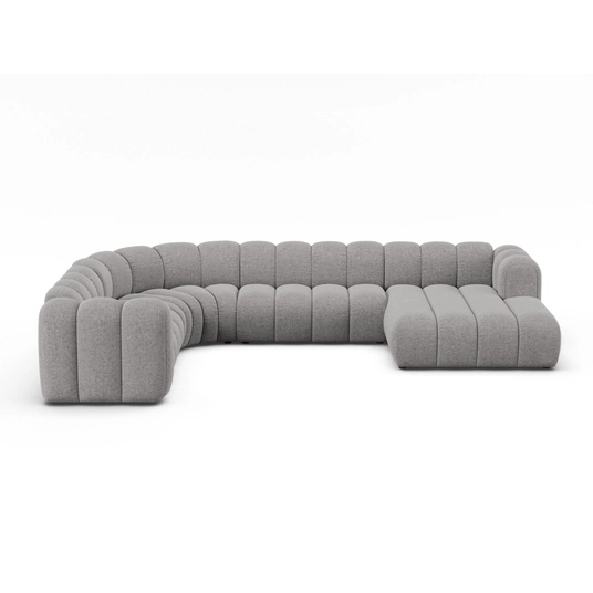 Modular Panoramic Left Corner Sofa, "Lupine", 6 Seats, 370x280x70, Light Grey