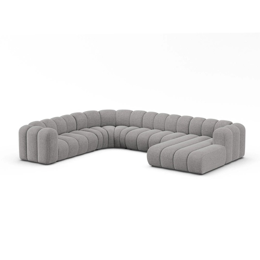 Modular Panoramic Left Corner Sofa, "Lupine", 6 Seats, 370x280x70, Light Grey