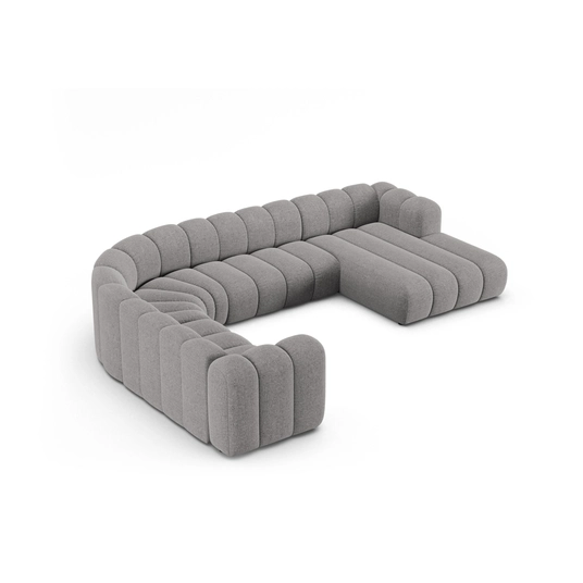 Modular Panoramic Left Corner Sofa, "Lupine", 6 Seats, 370x280x70, Light Grey
