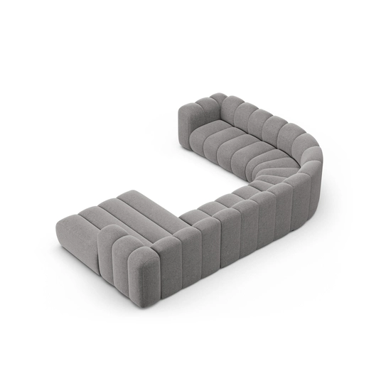 Modular Panoramic Left Corner Sofa, "Lupine", 6 Seats, 370x280x70, Light Grey