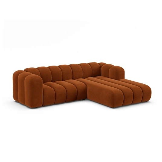 Velvet Modular Right Corner Sofa, "Lupine", 4 Seats, 260x177x70, Terracotta