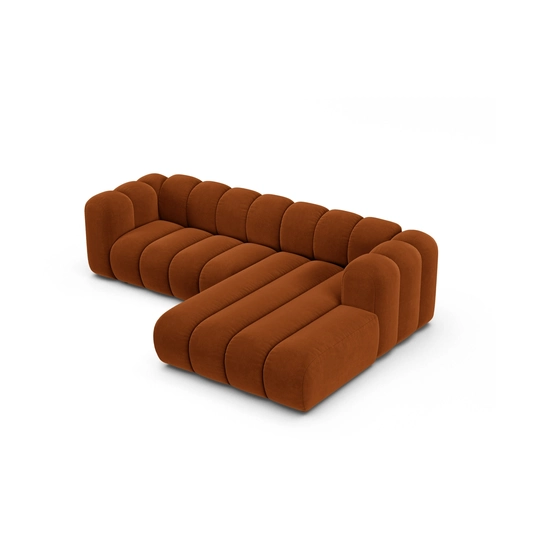 Velvet Modular Right Corner Sofa, "Lupine", 4 Seats, 260x177x70, Terracotta