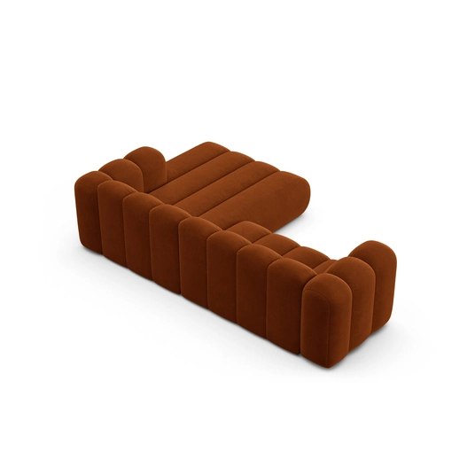 Velvet Modular Right Corner Sofa, "Lupine", 4 Seats, 260x177x70, Terracotta