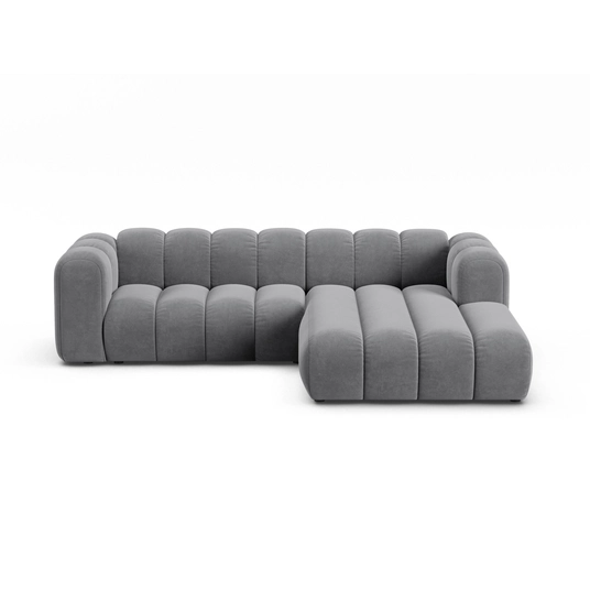 Velvet Modular Right Corner Sofa, "Lupine", 4 Seats, 260x177x70, Grey