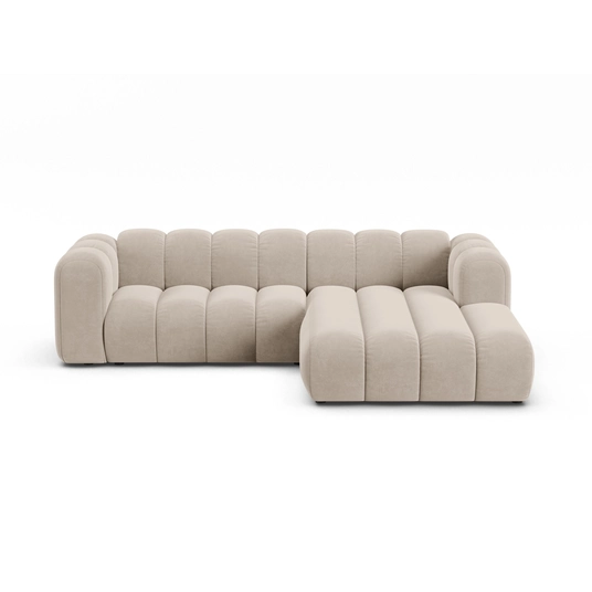 Velvet Modular Right Corner Sofa, "Lupine", 4 Seats, 260x177x70, Beige