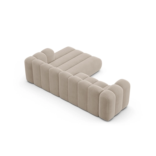 Velvet Modular Right Corner Sofa, "Lupine", 4 Seats, 260x177x70, Beige