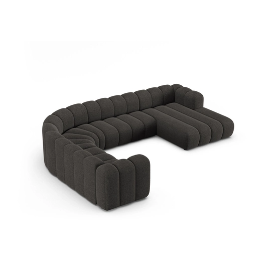 Modular Panoramic Left Corner Sofa, "Lupine", 6 Seats, 370x280x70, Dark Grey