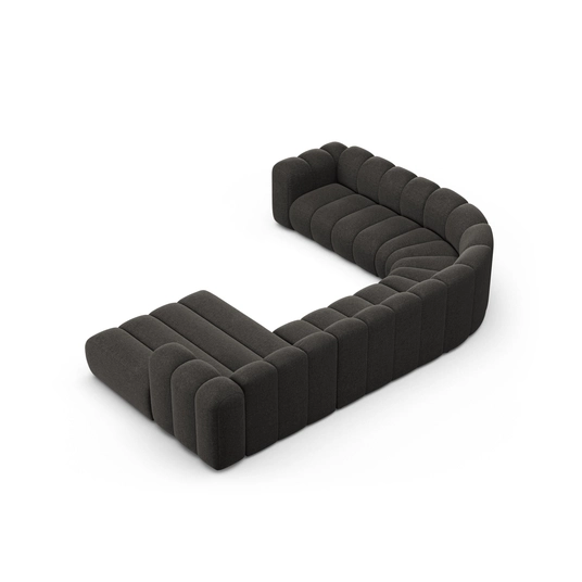 Modular Panoramic Left Corner Sofa, "Lupine", 6 Seats, 370x280x70, Dark Grey