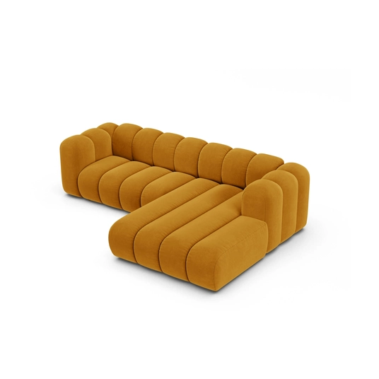 Velvet Modular Right Corner Sofa, "Lupine", 4 Seats, 260x177x70, Yellow