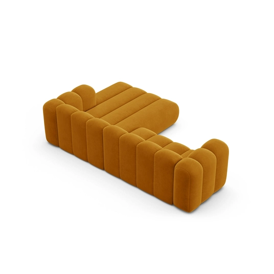 Velvet Modular Right Corner Sofa, "Lupine", 4 Seats, 260x177x70, Yellow