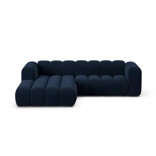 Velvet Modular Left Corner Sofa, "Lupine", 4 Seats, 260x177x70, Royal Blue