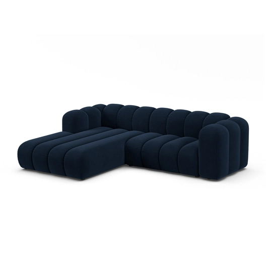 Velvet Modular Left Corner Sofa, "Lupine", 4 Seats, 260x177x70, Royal Blue