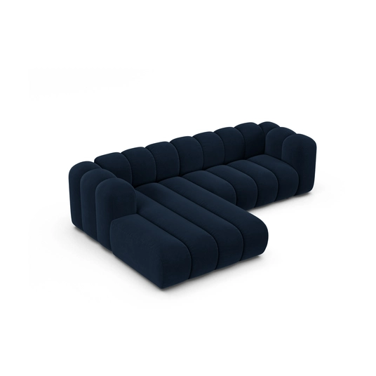 Velvet Modular Left Corner Sofa, "Lupine", 4 Seats, 260x177x70, Royal Blue
