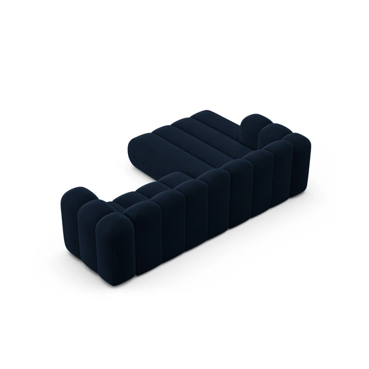 Velvet Modular Left Corner Sofa, "Lupine", 4 Seats, 260x177x70, Royal Blue