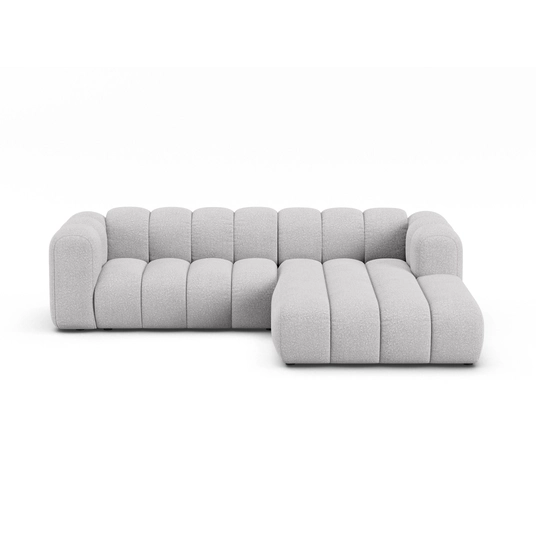 Boucle Modular Right Corner Sofa, "Lupine", 4 Seats, 260x177x70, Light Grey