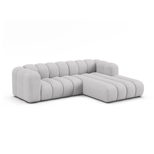 Boucle Modular Right Corner Sofa, "Lupine", 4 Seats, 260x177x70, Light Grey