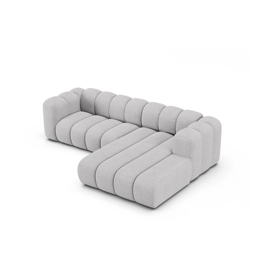 Boucle Modular Right Corner Sofa, "Lupine", 4 Seats, 260x177x70, Light Grey