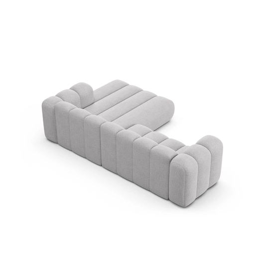 Boucle Modular Right Corner Sofa, "Lupine", 4 Seats, 260x177x70, Light Grey