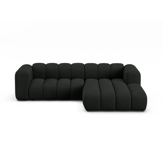 Boucle Modular Right Corner Sofa, "Lupine", 4 Seats, 260x177x70, Black
