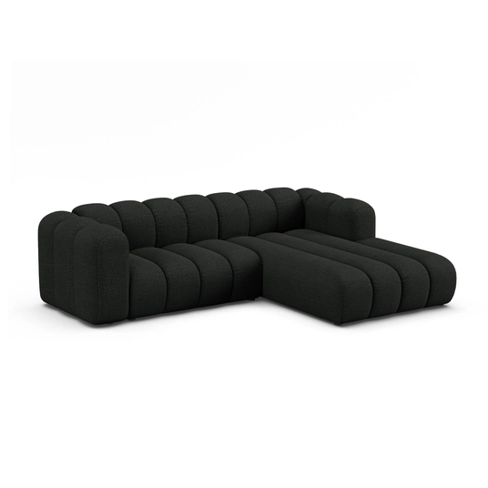 Boucle Modular Right Corner Sofa, "Lupine", 4 Seats, 260x177x70, Black