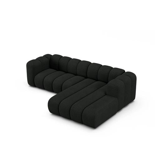 Boucle Modular Right Corner Sofa, "Lupine", 4 Seats, 260x177x70, Black