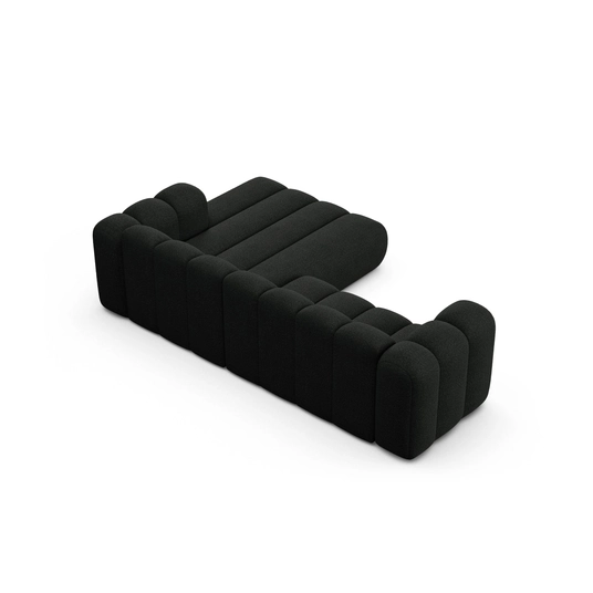 Boucle Modular Right Corner Sofa, "Lupine", 4 Seats, 260x177x70, Black