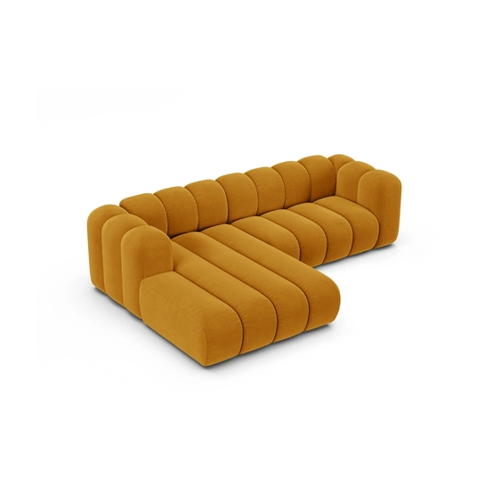 Velvet Modular Left Corner Sofa, "Lupine", 4 Seats, 260x177x70, Yellow