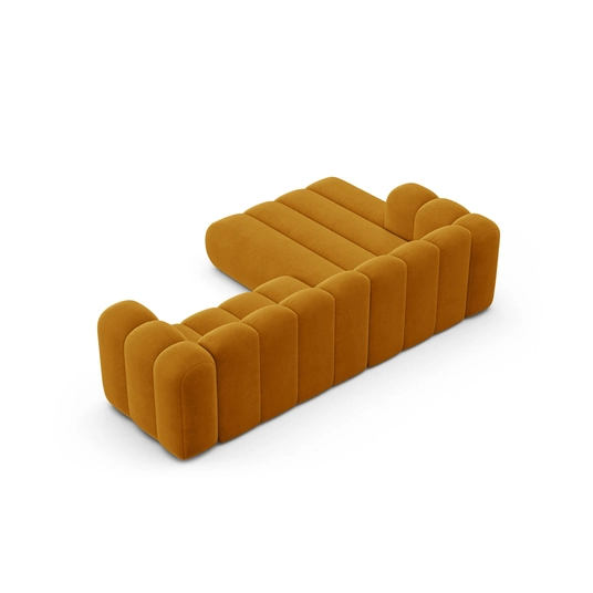 Velvet Modular Left Corner Sofa, "Lupine", 4 Seats, 260x177x70, Yellow