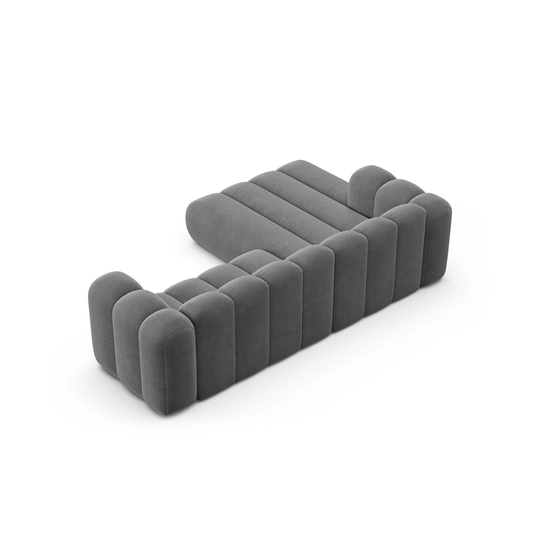 Velvet Modular Left Corner Sofa, "Lupine", 4 Seats, 260x177x70, Grey