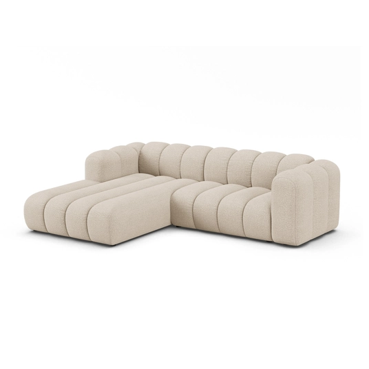 Boucle Modular Left Corner Sofa, "Lupine", 4 Seats, 260x177x70, Beige