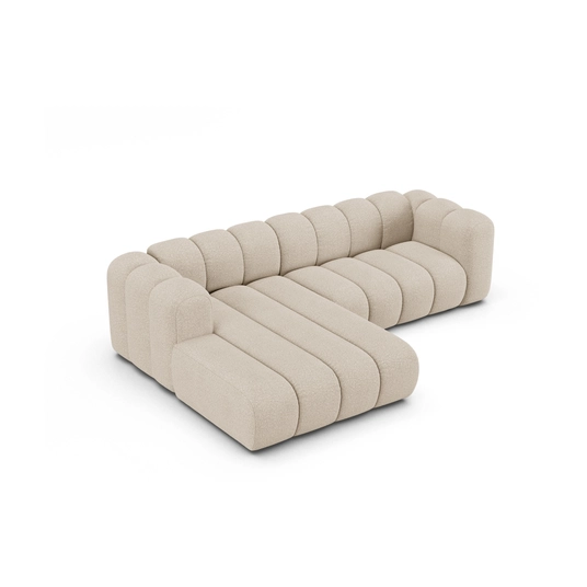 Boucle Modular Left Corner Sofa, "Lupine", 4 Seats, 260x177x70, Beige