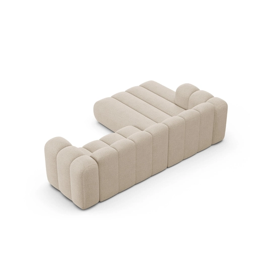 Boucle Modular Left Corner Sofa, "Lupine", 4 Seats, 260x177x70, Beige
