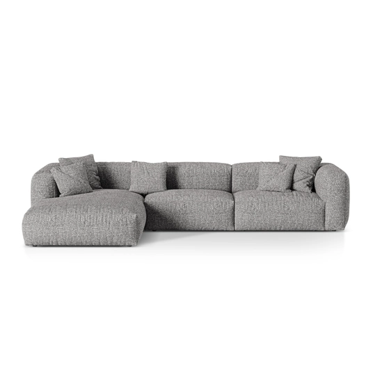 Boucle Modular Left Corner Sofa, "Martina", 3 Seats, 330x176x75, Graphite